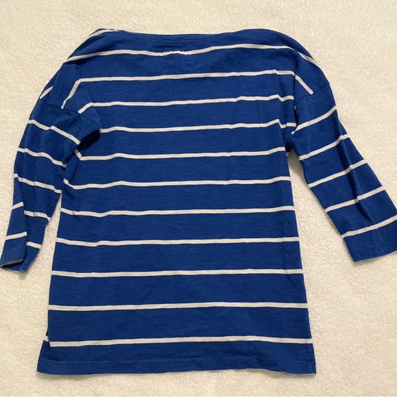 Hollister Blue|White Striped 3/4 Sleeve Cotton Top XS EUC - Picture 6 of 7